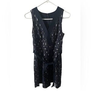 J Crew IKat Dark Blue Faux Wrap Dress Size 2